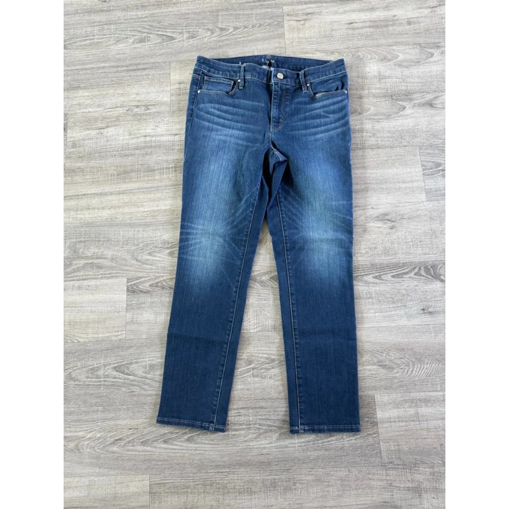 White House Black Market Slim Jeans Size 8 Dark Wash Mid Rise Stretch Denim EUC - Picture 3 of 5